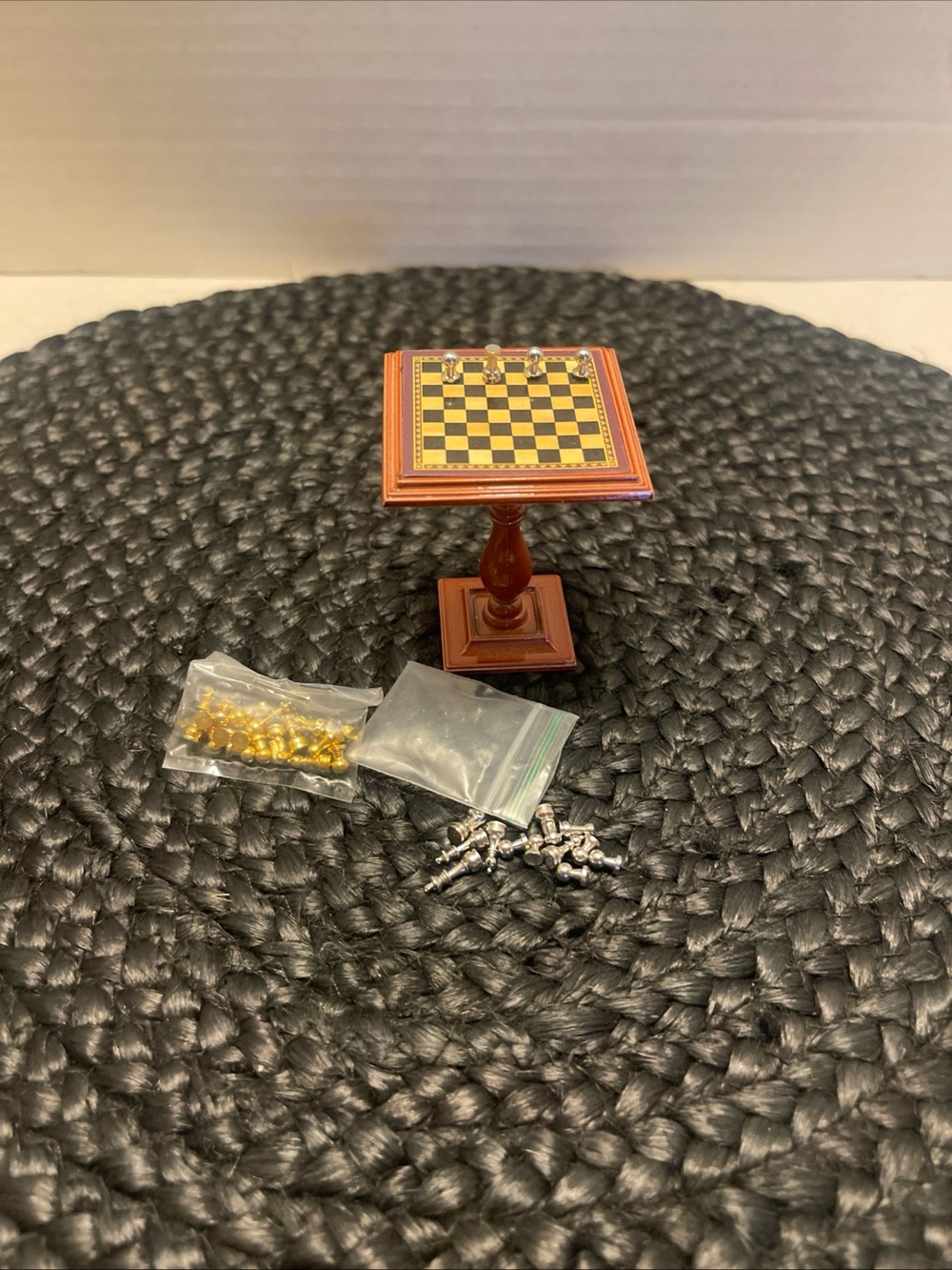 Miniature doll house Chess Table Game Set - Brown